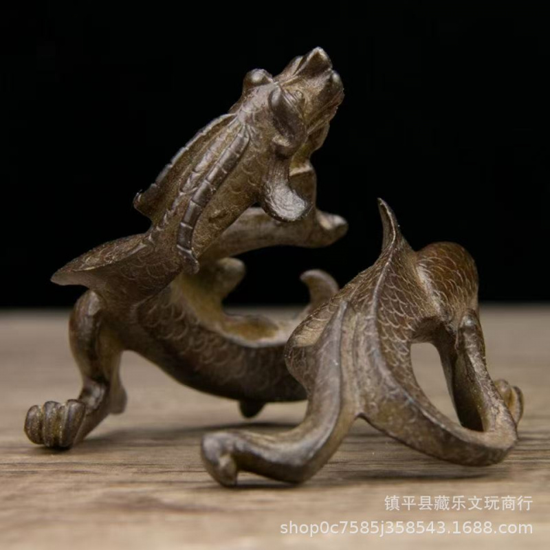 Vintage Collectible Pens - โบราณวัตถุสี่สมบัติแห่งห้องหนังสือ: ของตกแต่ง, ของทำจากทองสัมฤทธิ์เก่าเคลือบผิว, ที่วางปากกาลายมังกรโบราณ, ของสะสม