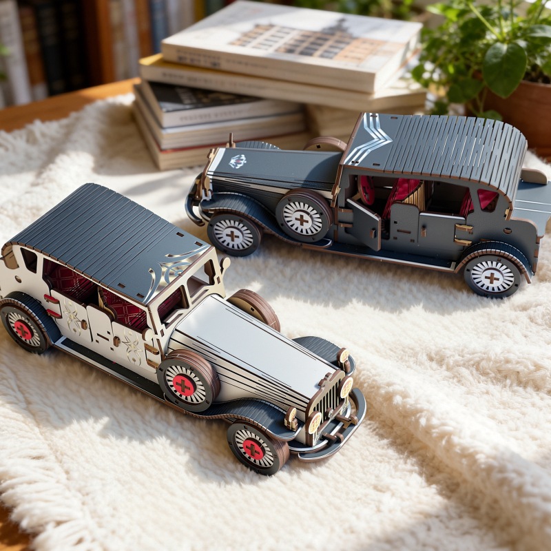 Vintage Collectible Cars - ชุดประกอบโมเดลรถคลาสสิกวินเทจ 3 มิติ ทำจากไม้ DIY ของขวัญวันเกิดสำหรับเพื่อน