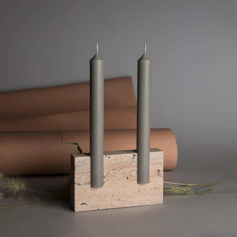 Collectible Vintage Matches - เชิงเทียนหินอ่อน 2 รู แบบวินเทจ สำหรับตกแต่งบ้าน งานเลี้ยงอาหารค่ำ