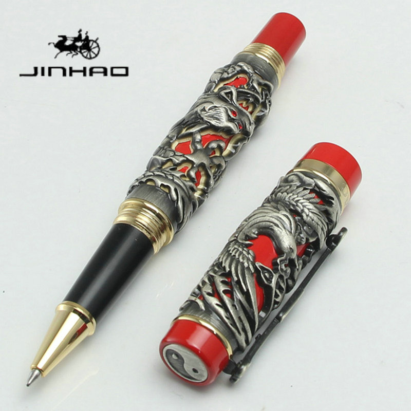 Vintage Collectible Pens - ปากกาโรลเลอร์บอลลายมังกรฟีนิกซ์ JINHAO ของสะสมวินเทจ ลายนูน 3 มิติ