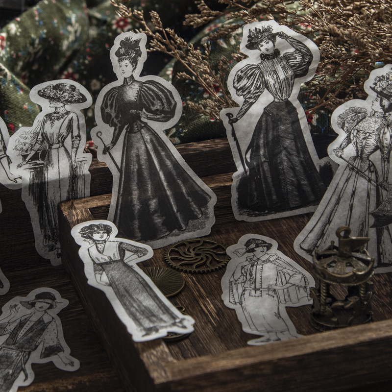 สติกเกอร์รูปคนยุโรปอเมริกันสีข - Vintage Things Collection บทวิจารณ์และราคา