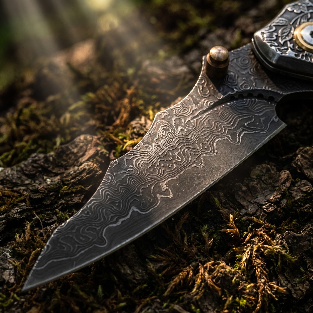 มีดพับลายดามัสกัสแกะสลักสไตล์ว - Vintage Collectible Pocket Knives บทวิจารณ์และราคา